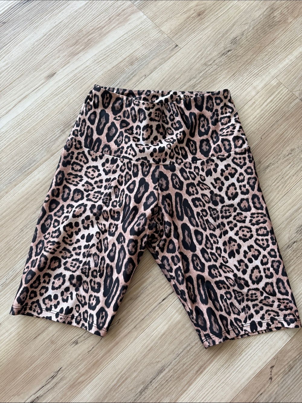 Leopard Print High-Waist Women’s Bike Shorts - Pink Brown